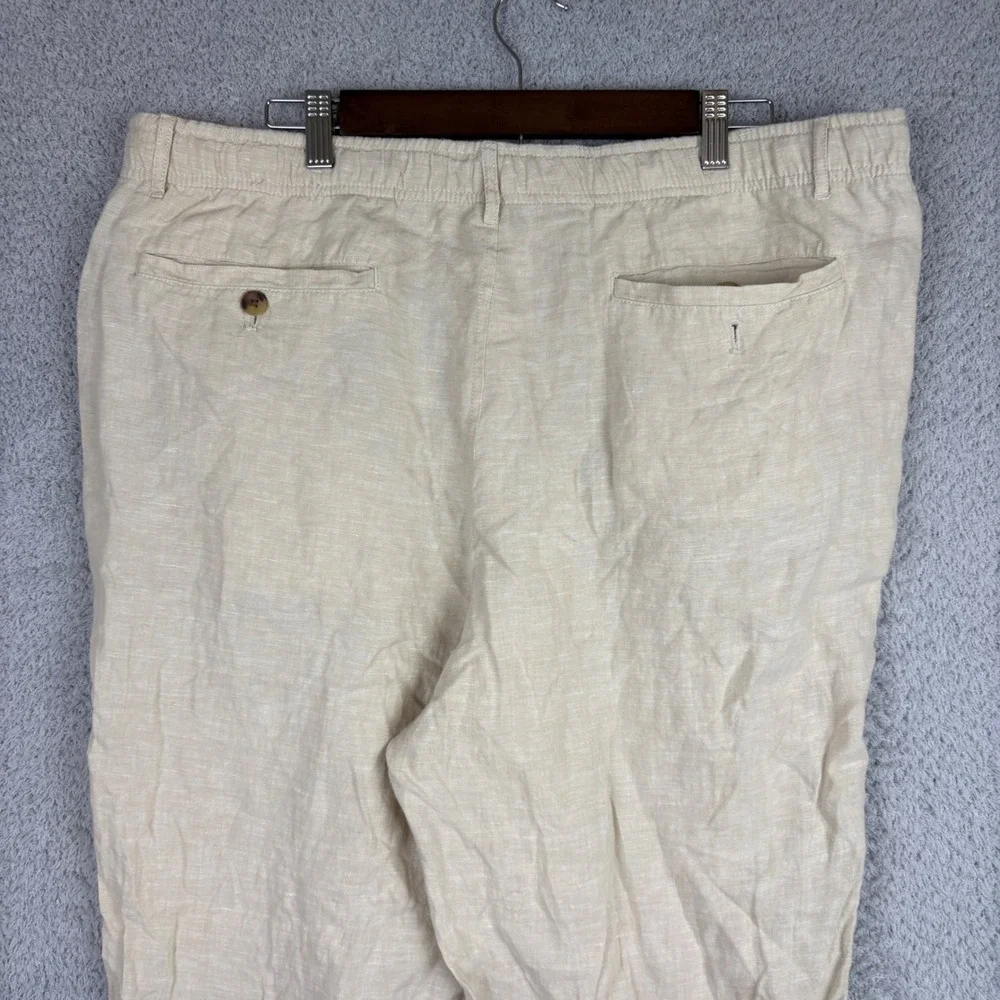 Club Room 100% Linen Pants Mens XL Beige Luxury Drawstring Elastic Waist Beach